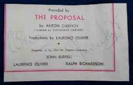 Autographs, Theatre, Sir Laurence Olivier (1907-1989) and Vivien Leigh (1913-1967), husband and wife