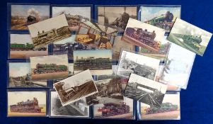 Postcards, Rail, a selection of 27 cards, RPs, printed and artist drawn to include novelty (1),