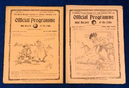 Football programmes, Tottenham Hotspur, 2 Home Reserve programmes, both v Fulham, 1st Jan 1912 South