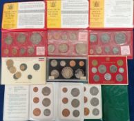 Coins, 9 sets to comprise 1965 5 coin Socialist Federal Republic of Yugoslavia card mounted set,