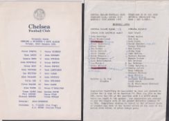 Football programmes, two single sheet friendly programmes, Crystal Palace v Chelsea 11 August