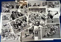 Rugby Union press photographs, a collection of 70+ b/w press photos various sizes, mostly Moseley