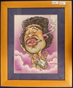 Artwork, Geoffrey Tristram, highly accomplished artist and caricaturist 'Trist', 2 original framed