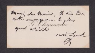 Autograph, Politics, Georges Clemenceau, (1841-1929) French Prime Minister (1906-09), an
