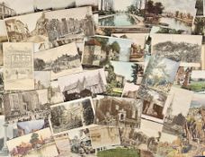 Postcards, a mixed UK topographical selection of approx. 96 cards, RPs include Neston Church harvest