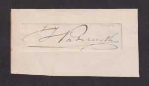 Autograph, Music, I.J. Paderewski, (1860-1941), Polish pianist, composer, Prime Minister and