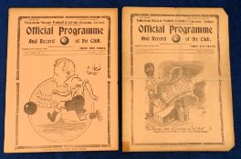 Football programmes, Tottenham Hotspur, 2 Home programmes, v Fulham Res 21 Mar 1931 (ex-binder &