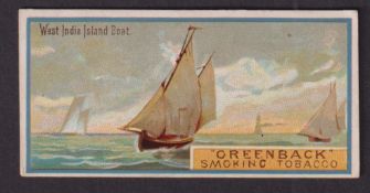 Cigarette card, USA, Marburg Bros, Typical Ships, type card, West Indian Island Boat (gd)
