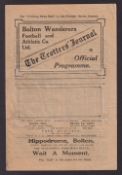 Football programme, Bolton Wanderers v Burnley, 18 February 1922, Division 1 (gd) (1)
