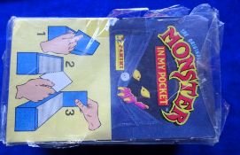 Trade card stickers, Panini, Monster in my Pocket, original retail box, complete with 100 unopened