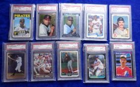 Trade cards, USA, Sports issues, 10 cards, all professionally graded by PSA, all Baseball Players