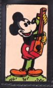 Trade card, Dell's Confectionery, Mickey Mouse Pictures, type card, Mickey Mouse playing a guitar (