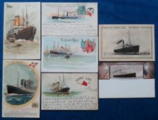 Postcards, Shipping, an advertising selection of 7 cards of liners, inc. Royal Mail Service City