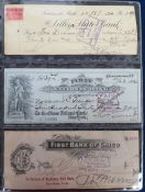 Cheques and Postal Orders, 70+ cheques and 4 postal orders presented in a modern slip in folder
