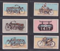 Cigarette cards, Golds Ltd, Motorcycle Series (Grey backs), 6 cards numbers 2, 3, 6, 9, 11, 17 (