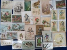 Ephemera, Frogs, a selection of 65+ cards, scraps and advertising items featuring frogs, most of