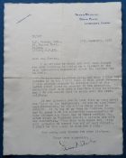 Autograph, Dennis Wheatley (1897-1977), British writer of thrillers and occult novels, a typed