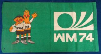 Football, World Cup 1974, scarce German issue Flag from the 1974 World Cup with Tournament Logo &