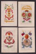 Postcards, Silks, a good Scottish military badge selection of 4 embroidered silk cards, with 2