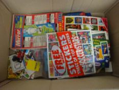 Trade cards, Football, large box of football cards, stickers, albums, boxes etc including Merlin