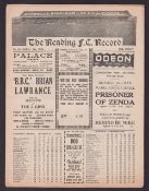 Football programme, Reading Reserves v Arsenal Reserves, London Combination, 6 April 1938 (gd) (1)