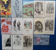 Postcards, Military, a selection of 14 anti Kaiser comic cards with artists Orens, Sancha (Aesop's