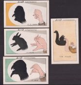 Trade cards, Bassett's, Shadowgraphs, large size, 112mm x 69mm, four cards, 'A Hare', 'A Jew', '