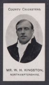 Cigarette card, Taddy, County Cricketers, type card, Mr W H Kingston, Northamptonshire (gen gd) (1)