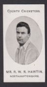 Cigarette card, Taddy, County Cricketers, type card, Mr R W R Hawtin, Northamptonshire, (gd) (1)
