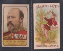 Trade cards, H Chappel & Co, two cards, British Celebrities King Edward VII & Characters from