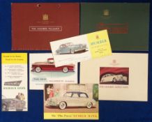 Motoring, Humber, 7 brochures and leaflets to comprise 4 brochures 'The Humber Super Snipe', 'The