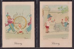 Cigarette cards, J Wix Henry 2nd Series Postcard sized, set 25 cards with 'throat' printing plus
