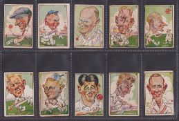 Trade cards, Cricket, Sweetacres, Cricketers 1938 Coloured Caricatures (set 24 cards) including