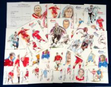 Football, Paul Trevillion, a set of 25 Premier League Greeting Cards, all illustrated by