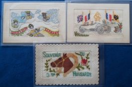 Postcards, Silks, 4 military embroidered silk cards inc. 'Cloud over Germany' showing European