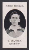 Cigarette card, Taddy, Prominent Footballers (No Footnote), type card, C Cramer, Durham City (sl