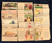 Trade cards, Quaker Oats, three package sets, Railways of the World, The Story of Fashion &