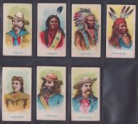 Trade cards, USA, American Caramel Co, E49 Wild West Cards x 7, Sitting Bull, David Crockett,