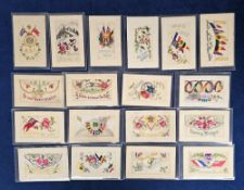 Postcards, Silks, a collection of approx. 36 embroidered silks, mainly greetings, but also