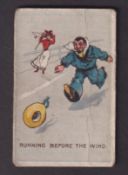 Cigarette card, J A Bailey, Naval & Military Phrases, type card, 'Running before the Wind' (grubby