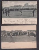 Golf postcards, two Wrench Series b/w printed cards, one showing Andrew Kirkcaldy & W. Fernie, No