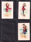 Cigarette cards, USA, Kimball Beautiful Bathers cards XL size x 3 cards, Sea Girl (slight back