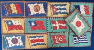 Tobacco Felts, USA, ATC, National Flags, 'E' size, mixed corners, ref. B6-1-1A, 25 different plus 16