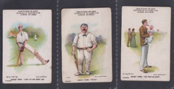 Cigarette cards, Clarke's, Sporting Terms, Cricket Terms, three cards, 'Long Leg & Short Leg', '