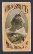Cigarette card, Japan, Murai Bros, Beauties (plain back), type card, portrait in oval, Virgin