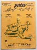 Rugby programme, South Africa v Australia, 1961, Test match programme for game played in
