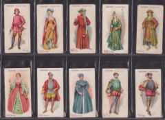 Cigarette cards, Ogden's British Costumes 100BC to 1904 (set 50 cards) (very mixed condition, fair/