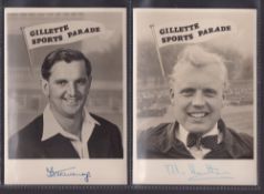 Trade card, Gillette Sports Parade, 5 cards with printed ink signatures, all 'XL' size, Dai Dower (
