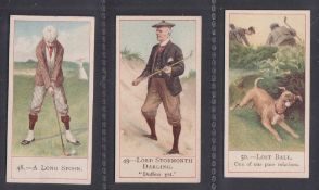 Cigarette cards, Cope's, Cope's Golfers, three cards, no 48 'A Long Spoon', no 49 'Lord Stormonth