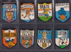 Trade cards, Football, BAB shaped Football Crests , 15 cards / stickers including Brazil, Aston